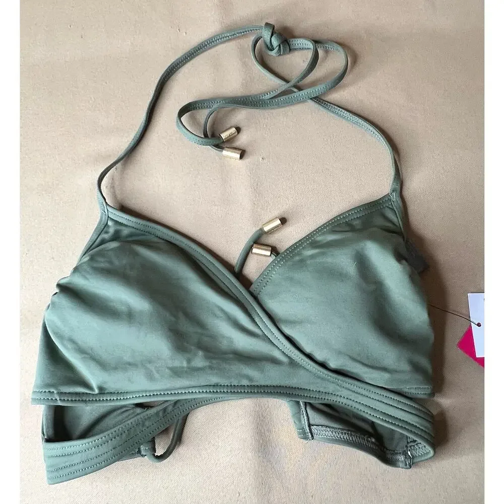 Vince Camuto Safari Green Wrap Bikini Top S NWT